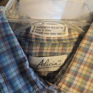 Alicia long sleeve plaid blouse